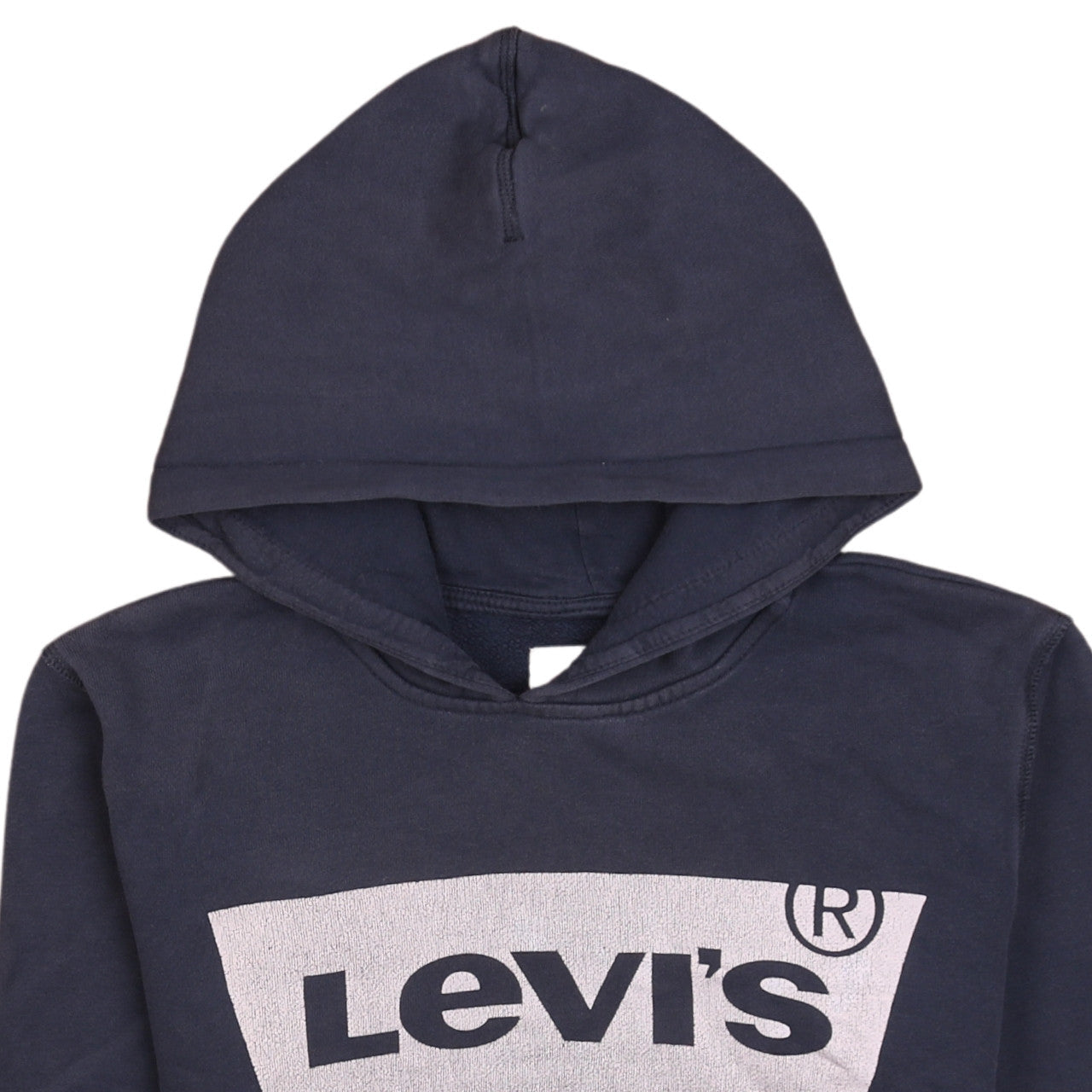 Brand and care label for Levi's Women's Navy Blue, size 14, Pullover Hoodie Sweatshirt