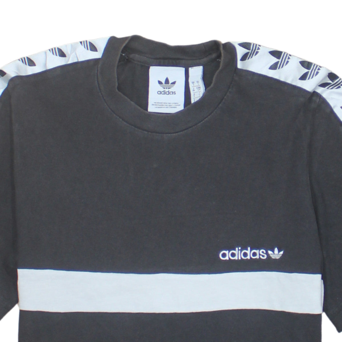 Additional view of Adidas Men's Black Crew Neck Short Sleeve Stripe T-Shirt, size S