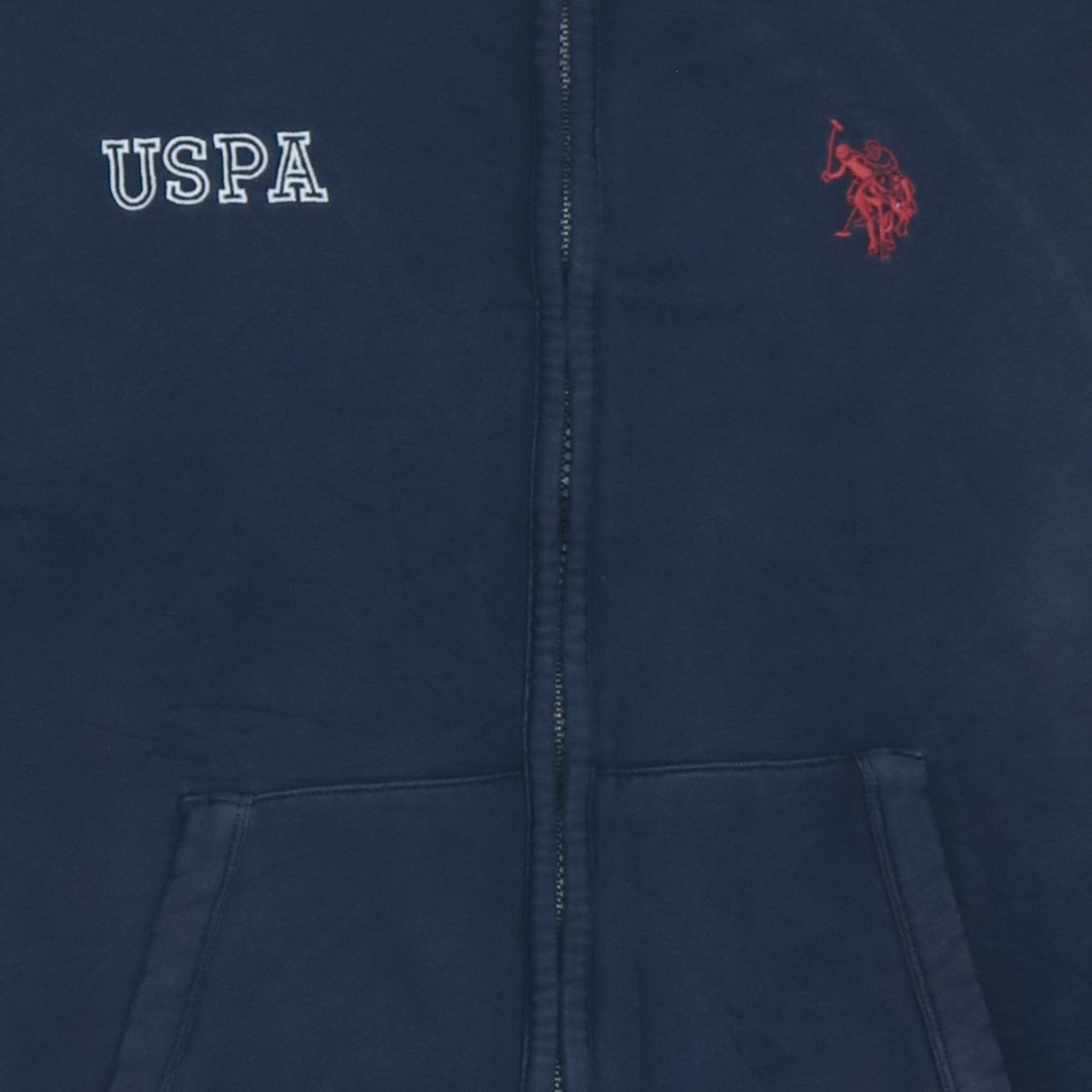 Additional view of U.S. Polo Assn. Men's Blue Full Zip Hoodie, size L, Embroidered Logo