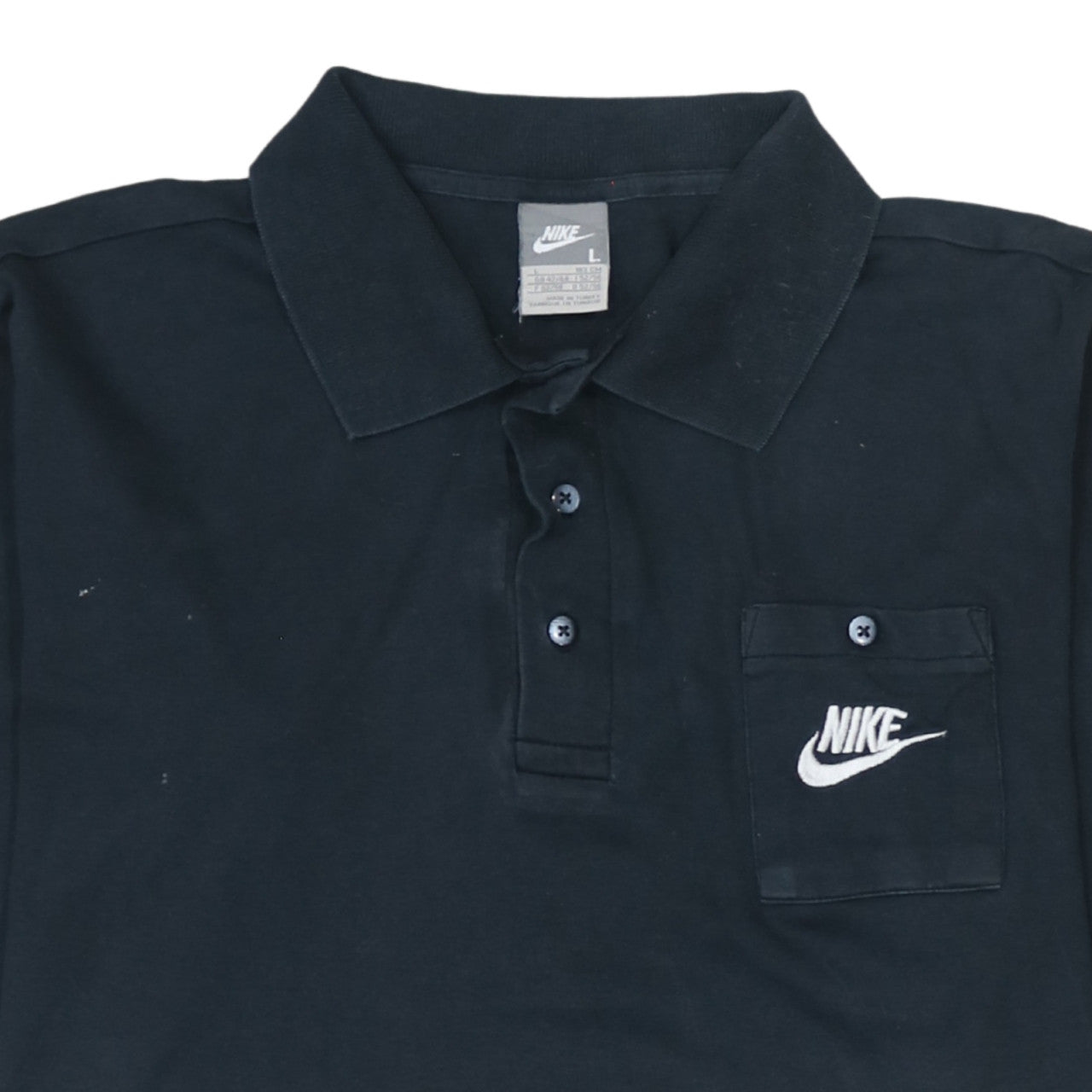 Additional view of Nike Men's Black Long Sleeve Cotton Polo Shirt, size L, 42/44