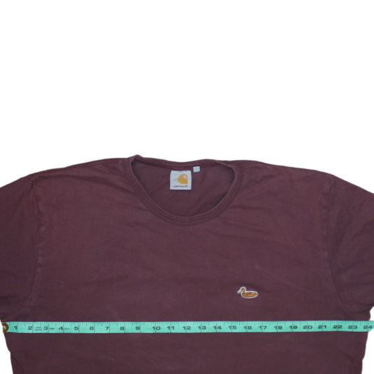 Carhartt Men’s Burgundy Duck Logo T-Shirt XXL Cotton Crew Neck
