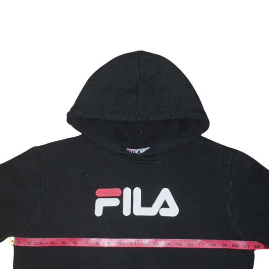 Fila Mens Black Pullover Hoodie S Logo Fleece Sportswear