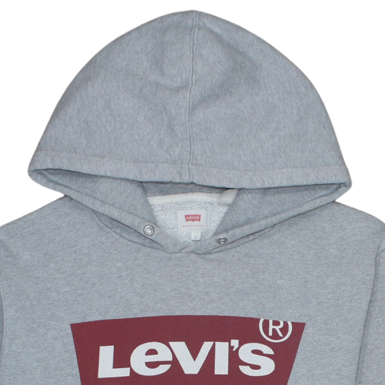 Additional view of Levi's Men's Grey Logo Pullover Hoodie, size L, Classic Style