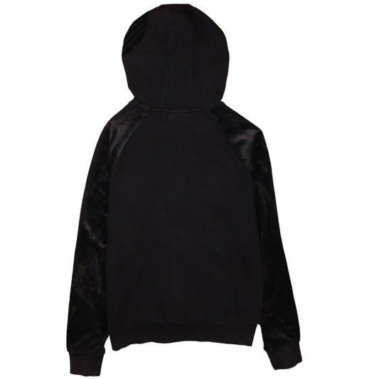Adidas Womens Black Full Zip Hoodie Size 10 Velour Trim