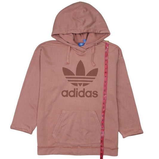 Adidas Womens Pink Hooded Pullover Hoodie Size 10 Cotton Logo Print
