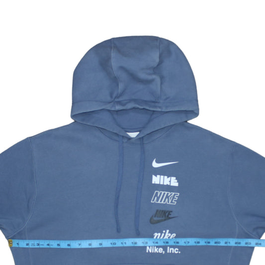Nike Men's Blue Pullover Hoodie M Graphic Logo Fleece Sweatshirt