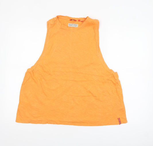Superdry Womens Orange Cotton Sleeveless Tank Top Size 12