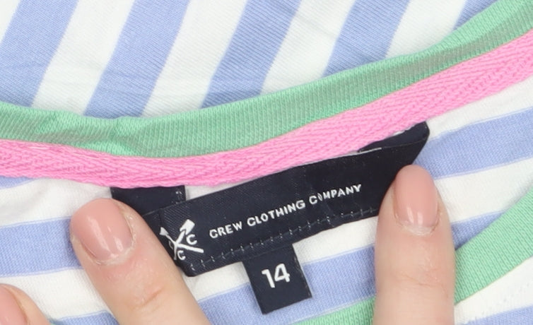 Crew Clothing Company Women’s Blue Striped Cotton T-Shirt Size 14