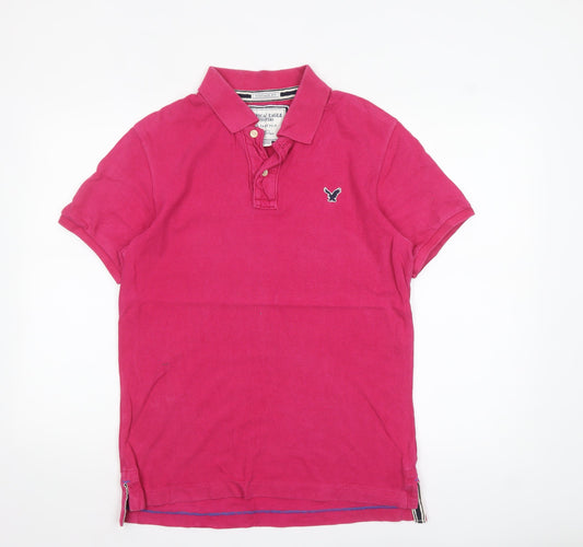 American Eagle Outfitters Men's Pink Vintage Fit Cotton Polo Shirt M