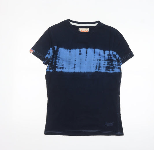Superdry Men’s Blue Tie-Dye Cotton Crew Neck T-Shirt Small