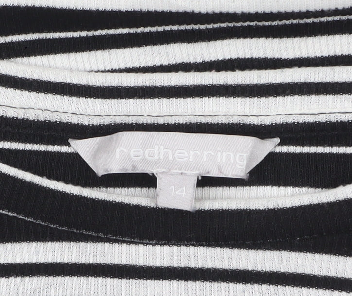 Additional view of Red Herring women’s black striped long sleeve jersey t-shirt, size UK 14