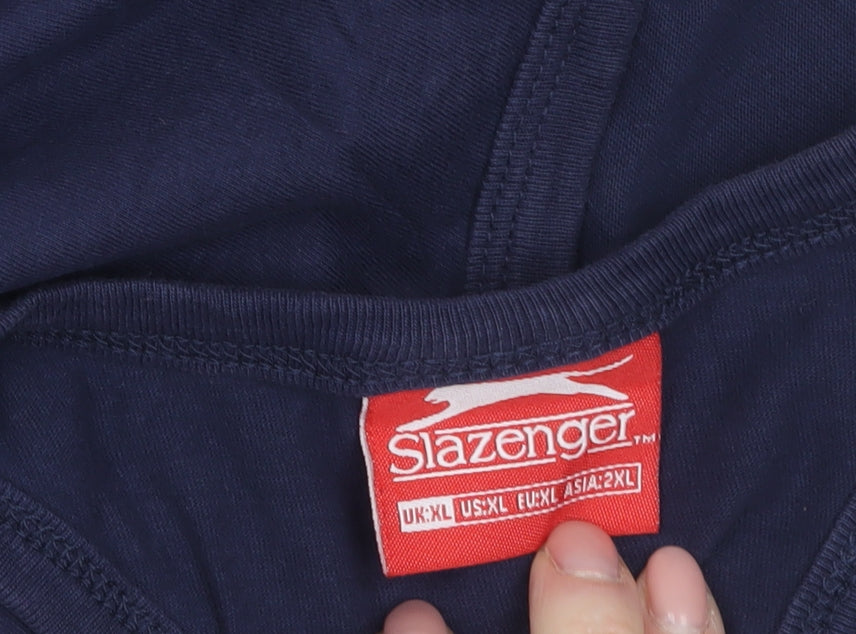Slazenger Men's Blue XL Sleeveless Cotton Sports Vest