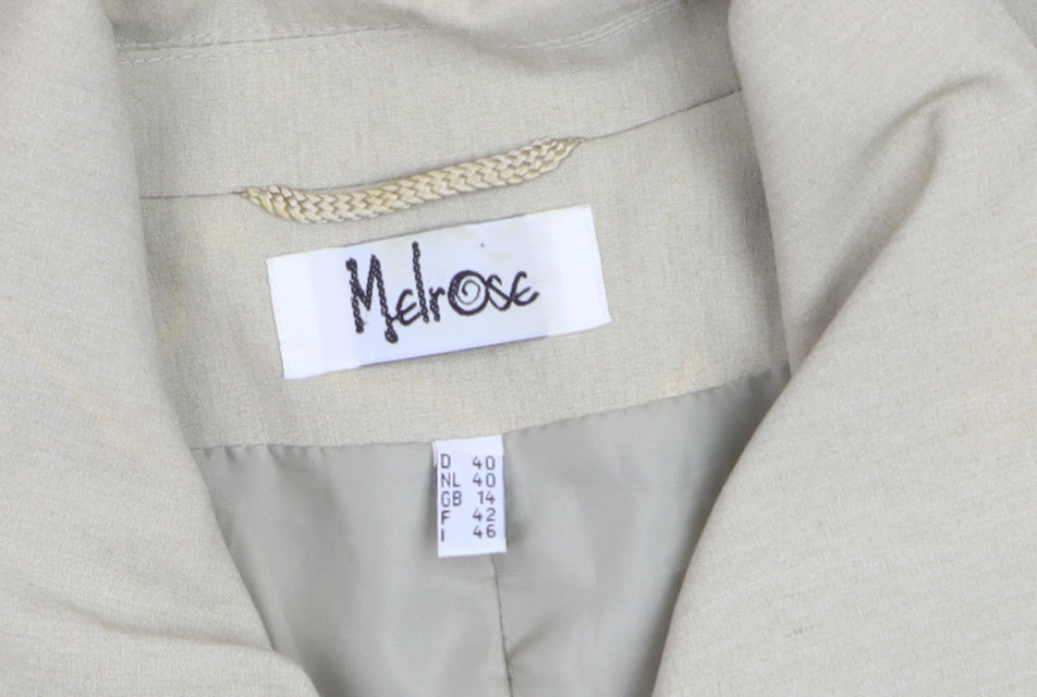 Brand and care label for Melrose Women Beige, size 14, Zip Up Lined Basic Jacket