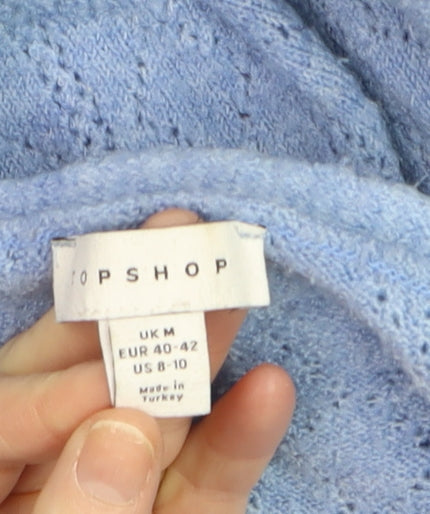 Additional view of Topshop Women's Blue V-Neck Wrap Knit Jumper, size M
