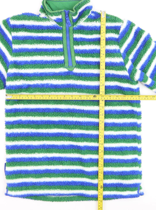 Mountain Warehouse Boys Green Blue Striped Half Zip Fleece Hoodie Age 13