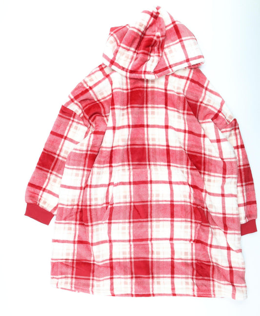 Marks & Spencer Girls Red Check Fleece Hooded Robe 13-14 Years