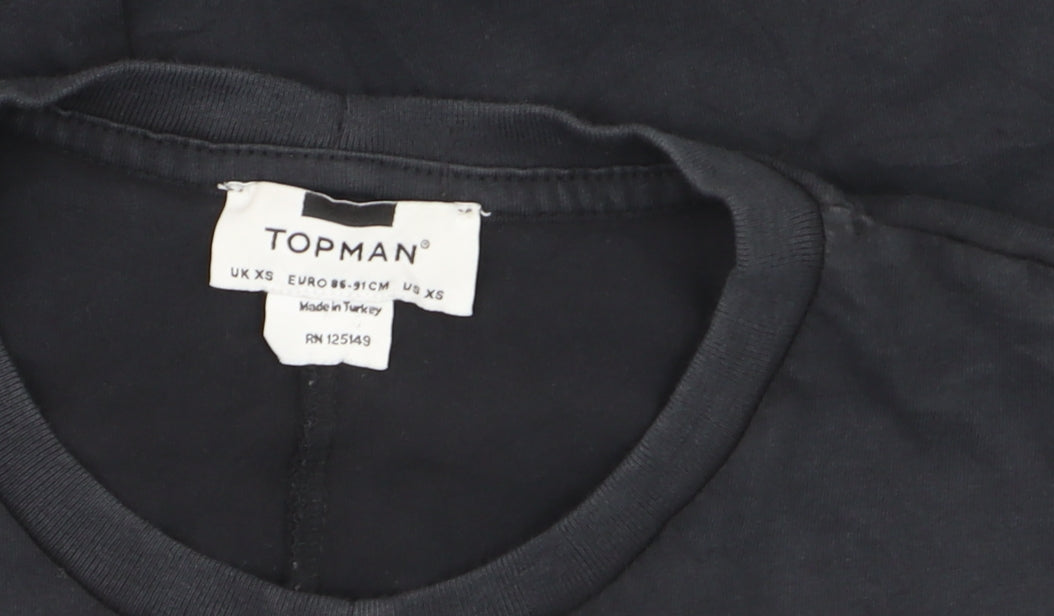 Additional view of Topman Men's Black XS Graphic Rock Tour T-Shirt Retro Cotton