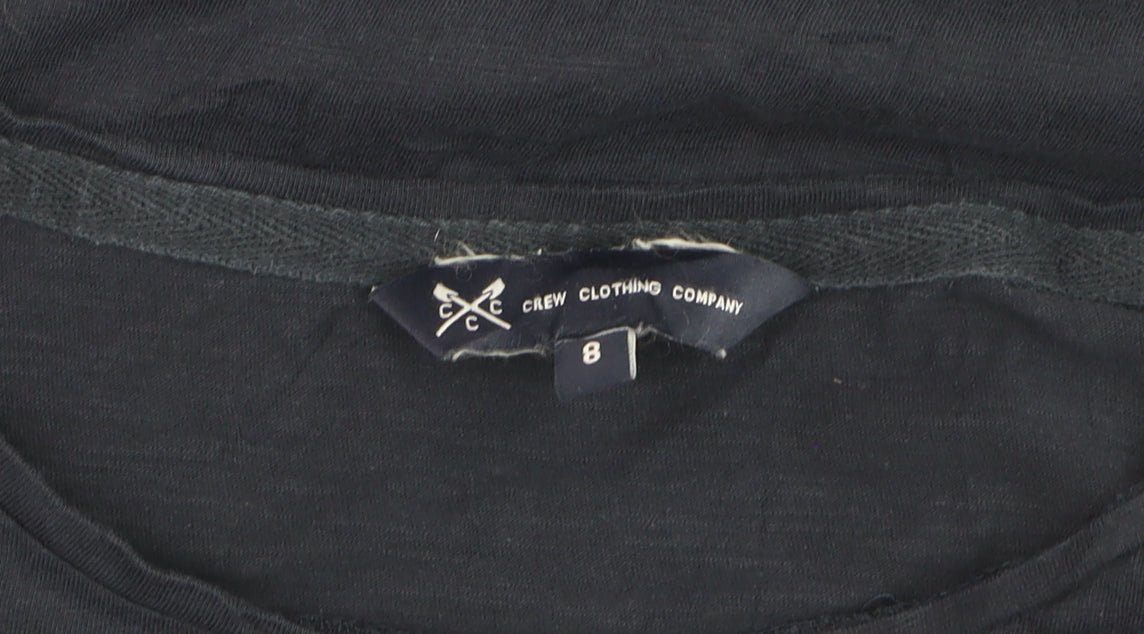 Additional view of Crew Clothing Blue Cotton Boat Neck 3/4 Sleeve T-Shirt, size 8