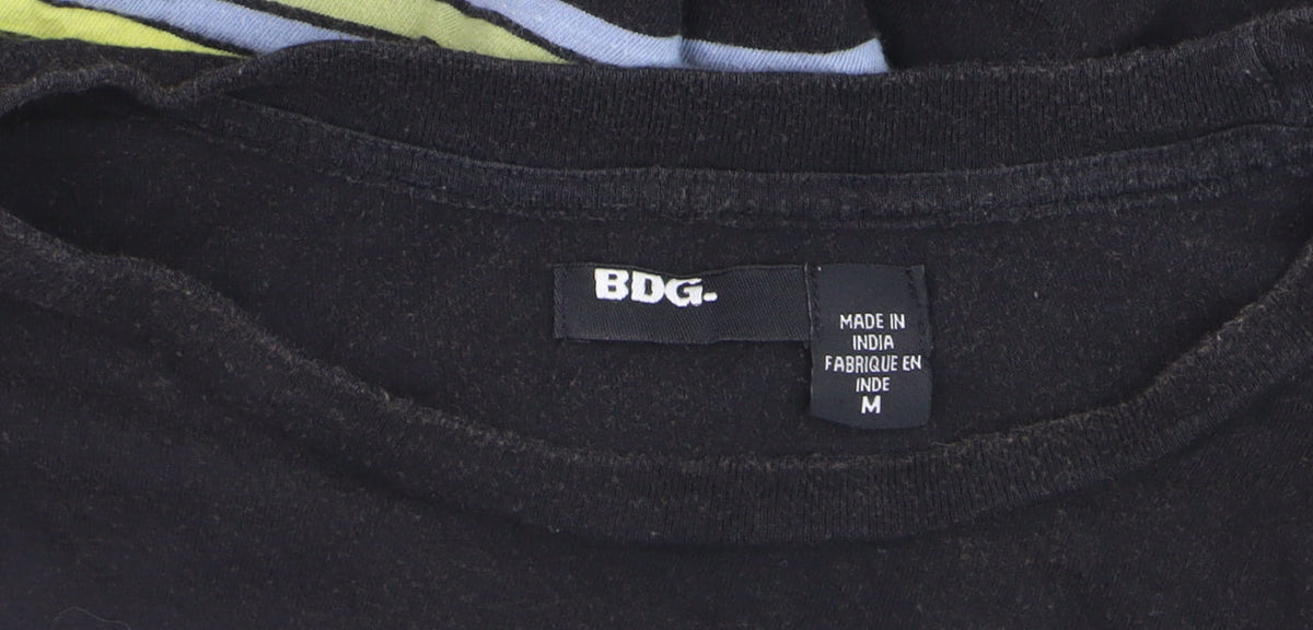 Additional view of BDG Men’s Black Striped Retro Crew Neck Cotton T-Shirt, size M