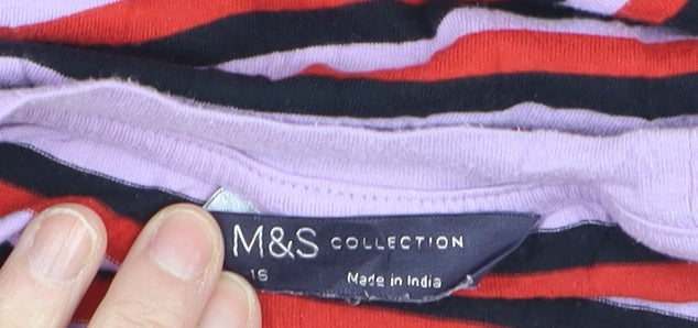 Additional view of Marks & Spencer Women’s Multicoloured Striped Long Sleeve Cotton T-Shirt, size UK 16