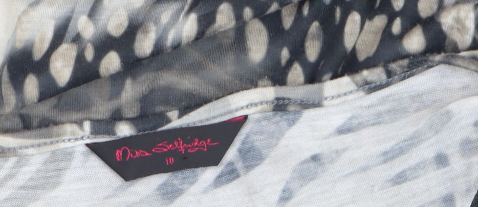 Additional view of Miss Selfridge Women Grey Animal Print Sheer Crop Blouse, size 10