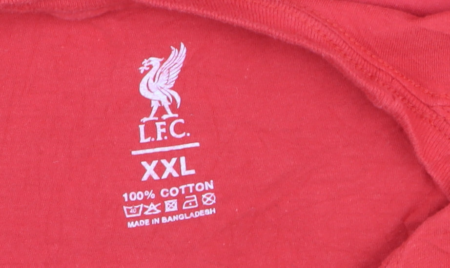 Brand and care label for LFC Men's Red Champions of Europe 2XL Graphic Cotton T-Shirt