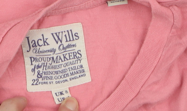 Additional view of Jack Wills women’s pink slim fit basic cotton t-shirt, size UK 8