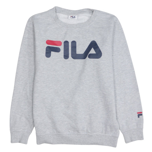 Fila Mens Grey XS Pullover Sweatshirt Crew Neck Logo Print