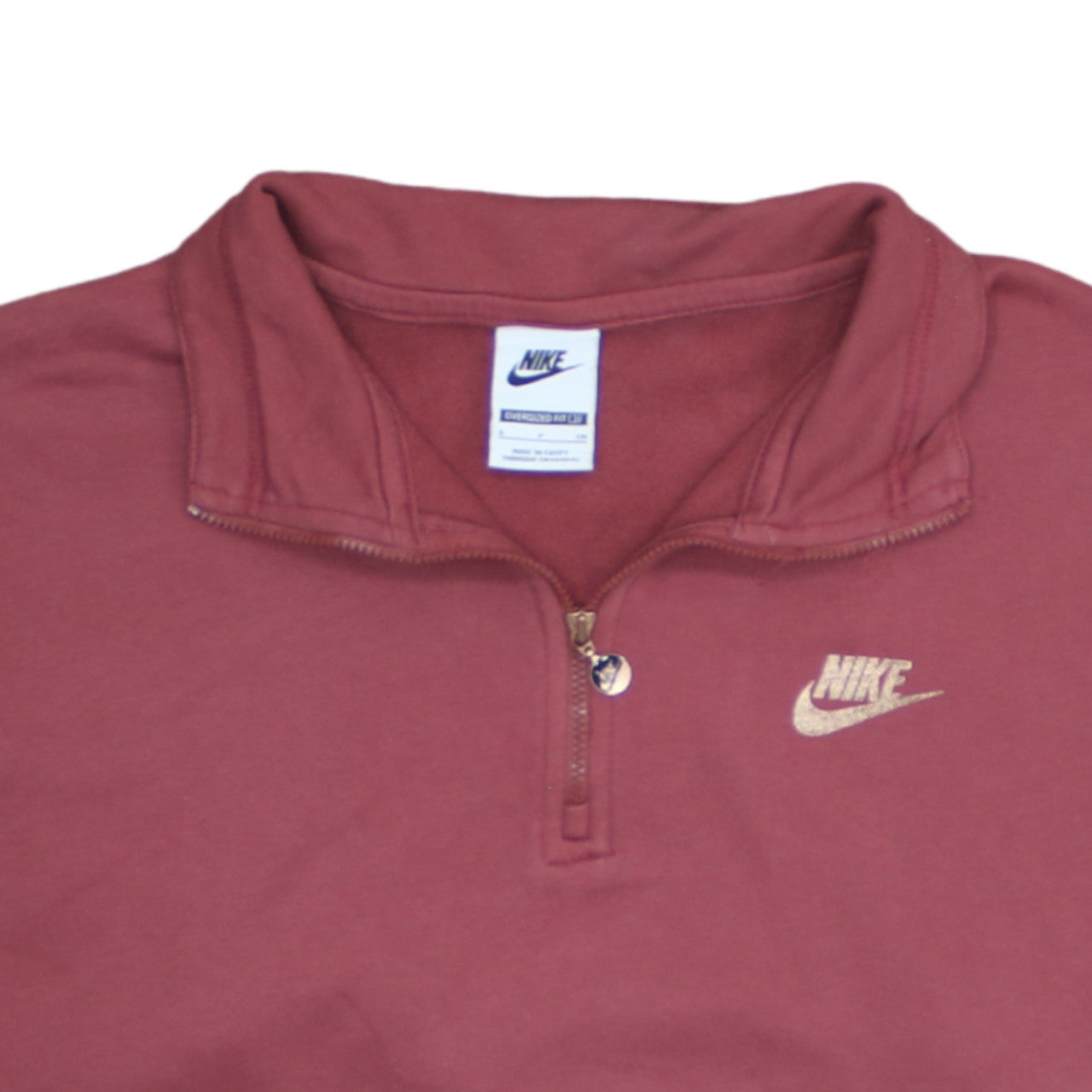 Nike Women's Pink 1/4 Zip Oversized Sweatshirt Size S