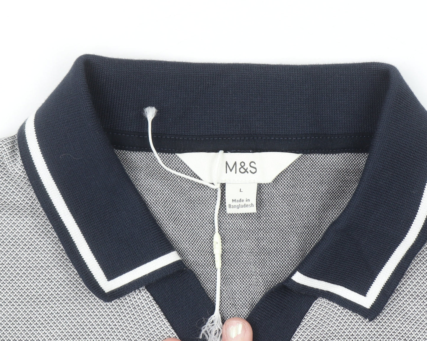 Marks and Spencer Men's Grey Short Sleeve Polo Shirt L Regular Fit