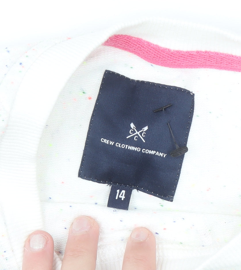 Crew Clothing Company Women White Speckled Surf Pullover Sweatshirt Size 14