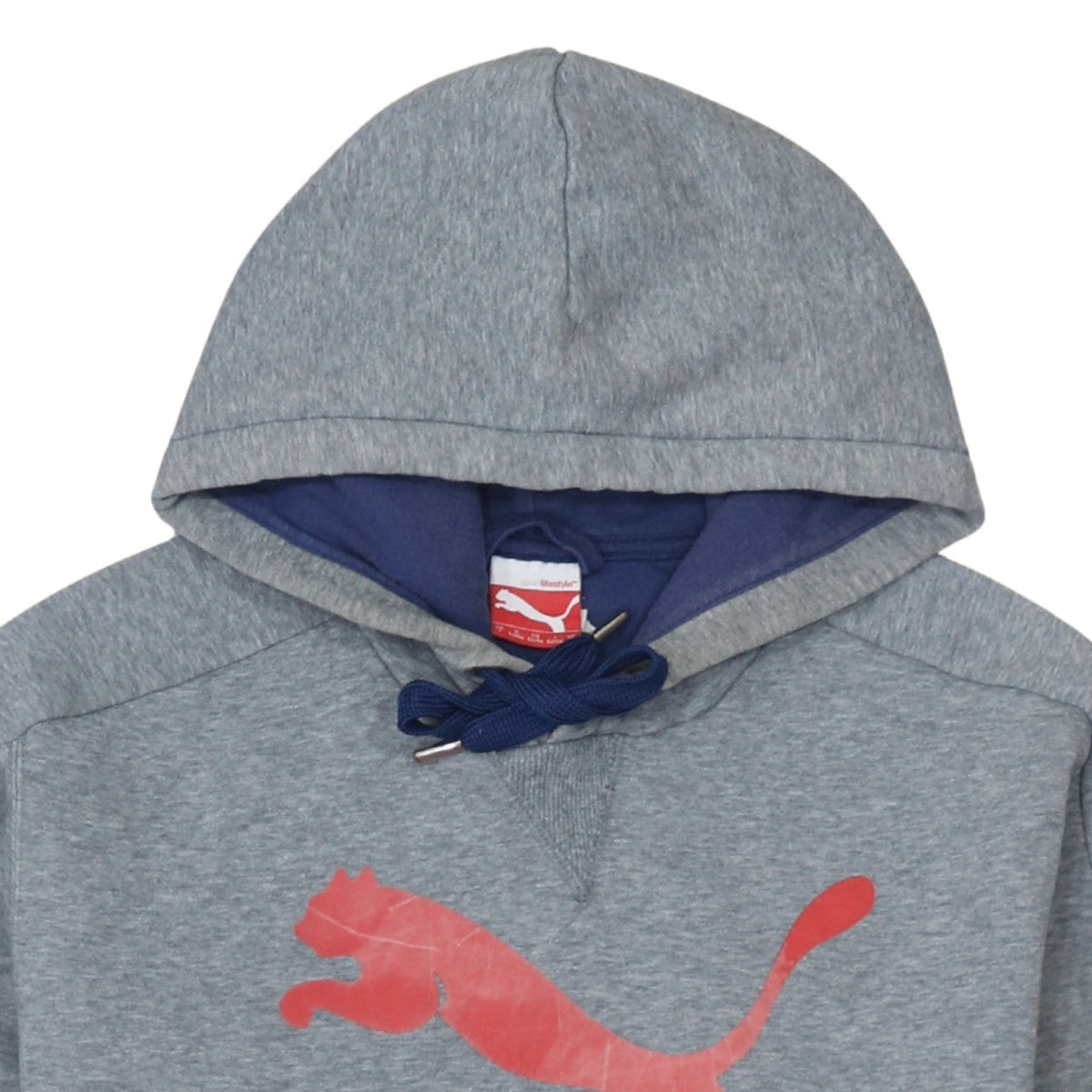 Additional view of Puma Men's Grey Pullover Hoodie L Graphic Logo Fleece Sportswear