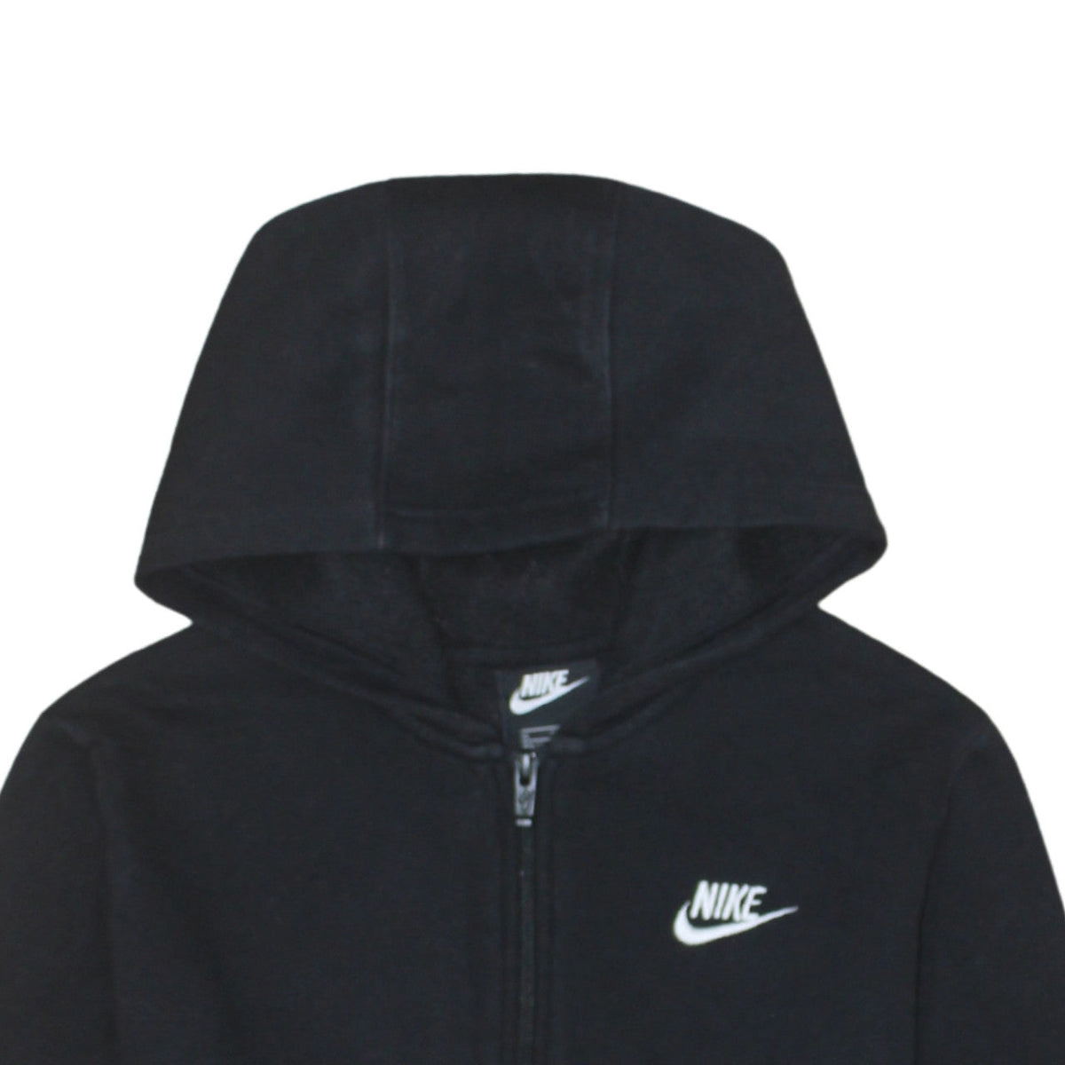Additional view of Nike boys’ black full zip hoodie xl 158-170cm fleece lined logo sweatshirt