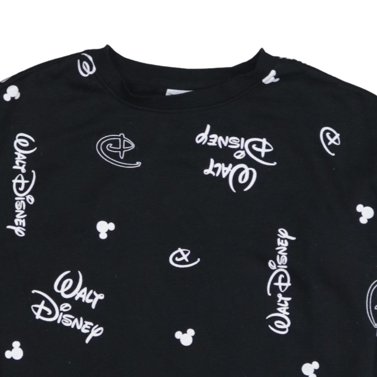 Disney Womens Black Sweatshirt 2XS Crew Neck Long Sleeve Walt Logo Print