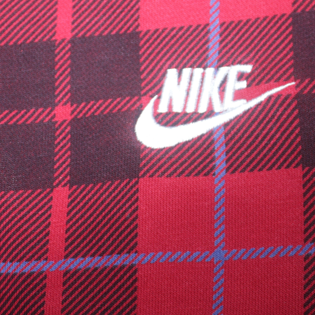 Nike Men's Red Checked Crew Neck Sweatshirt XS