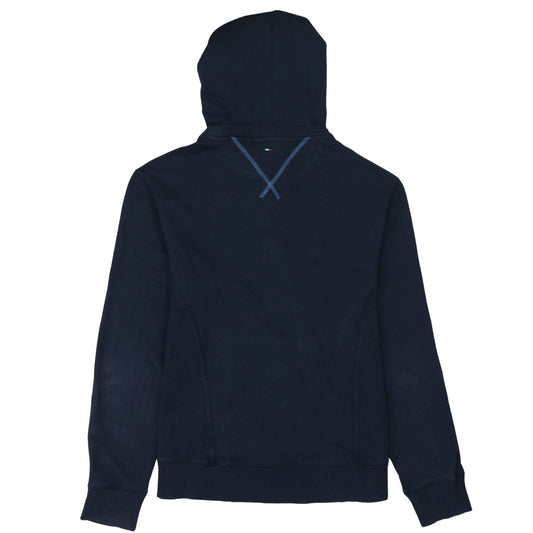 Tommy Hilfiger Men Blue Pullover Hoodie M Embroidered Logo Sports Style