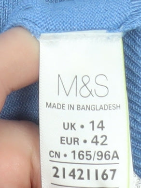 Marks and Spencer Womens Blue Size 14 Cardigan Knit Jumper