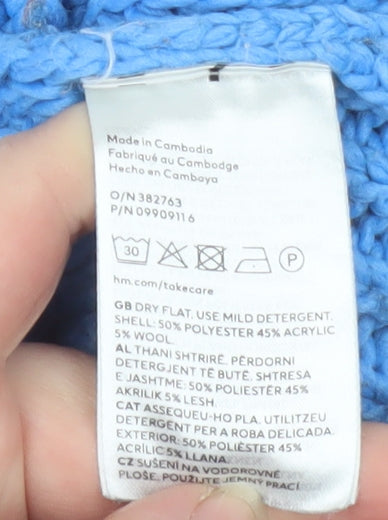 Additional view of H&M women’s blue roll neck chunky-knit jumper, size UK 12