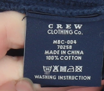 Crew Clothing Co. Mens Blue Cotton XL Mock Neck Henley Sweatshirt