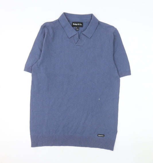 Ridge & Co. Men's Blue Cotton Blend Short Sleeve Polo Shirt Size S