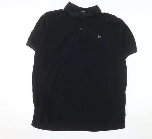 Money Men’s Black Cotton Polo Shirt Size L Regular Fit