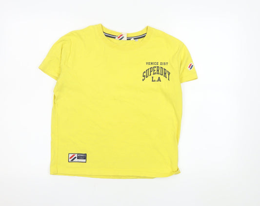Superdry Women's Yellow Basic Cotton T-Shirt Size 8