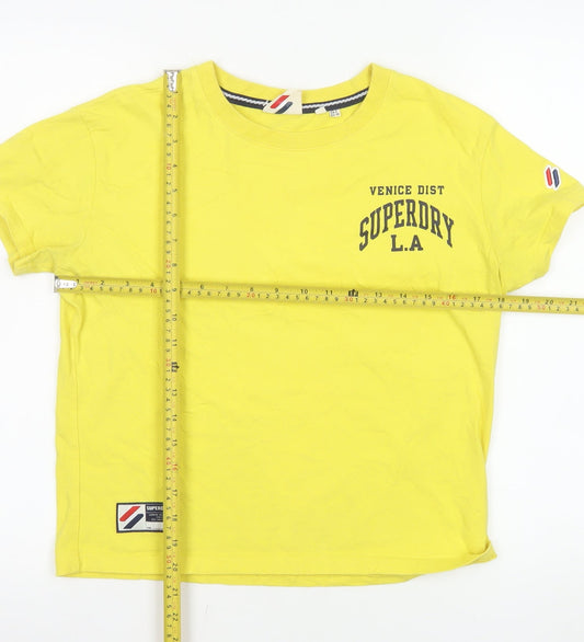 Superdry Women's Yellow Basic Cotton T-Shirt Size 8