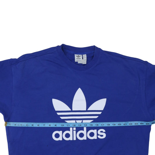 Adidas Women Blue XL Sweatshirt Pullover Crew Neck Logo Graphic
