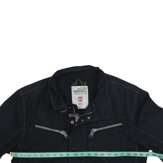 Timberland Men’s Black Biker Jacket L Canvas Full Zip Outdoor Style