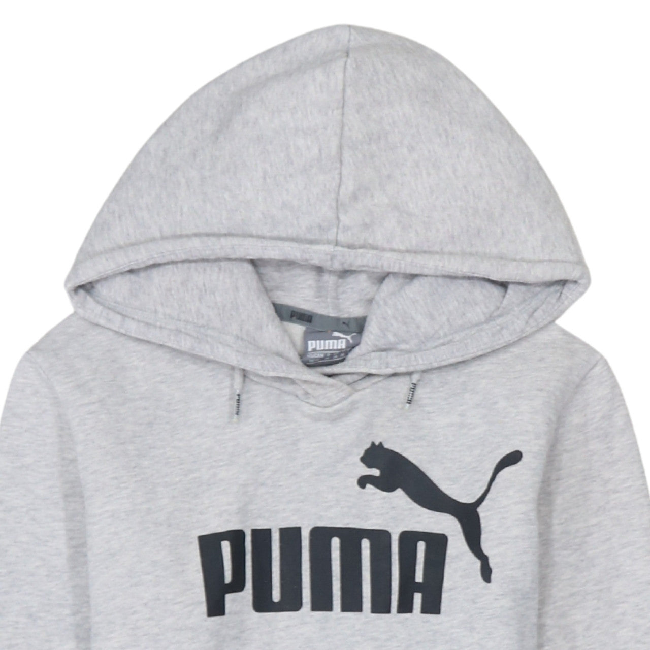 Additional view of Puma Women Grey Hooded Pullover Hoodie UK 8 with Logo Print