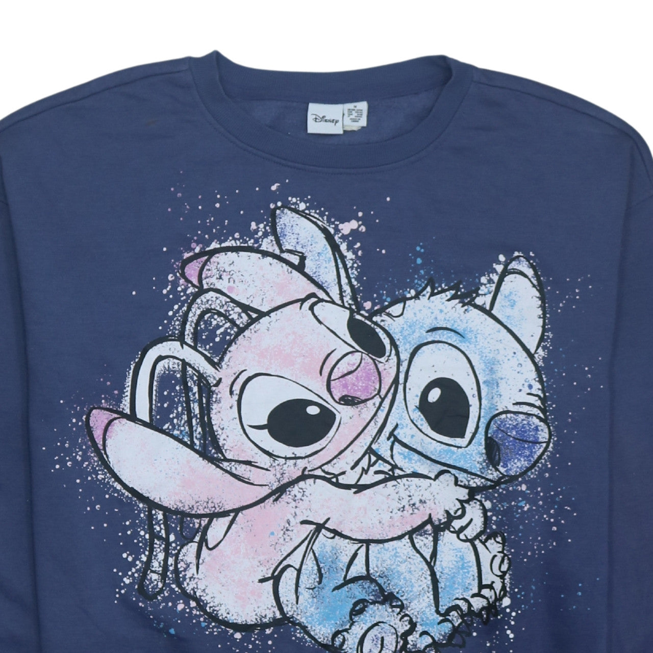 Disney Women’s Blue Stitch Sweatshirt Medium Cute Graphic Pullover