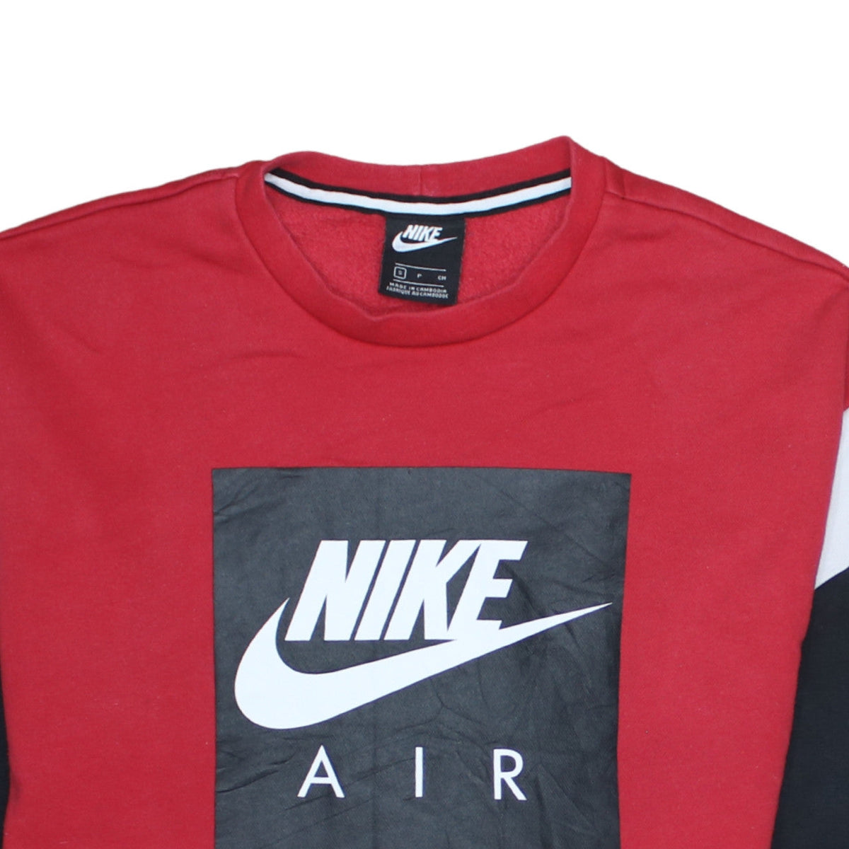 Additional view of Nike Men Red Black White Crew Neck Logo Sweatshirt S Regular Fit