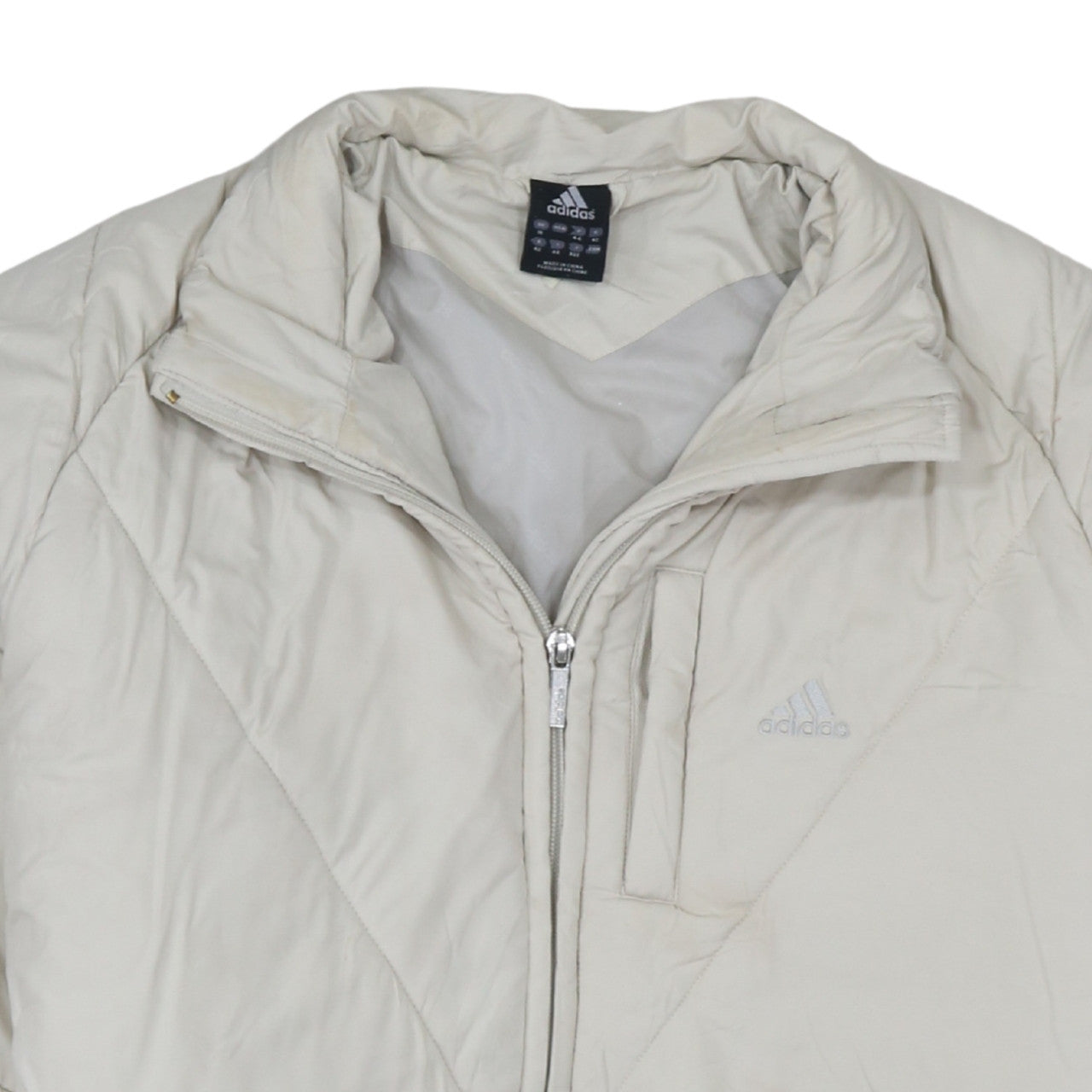 Adidas Women Ivory Quilted Puffer Jacket Size 16 Regular Fit