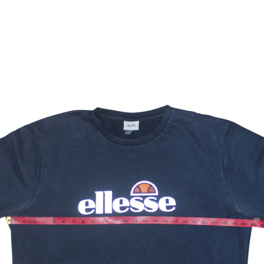 Ellesse Men Blue 2XL Crew Neck Pullover Sweatshirt Retro Logo